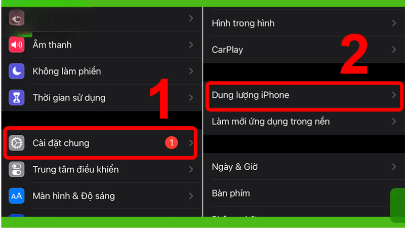 dung lượng iphone